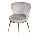 Cadeira Em Veludo Nanda Base Em Aço Pintado Cinza Claro