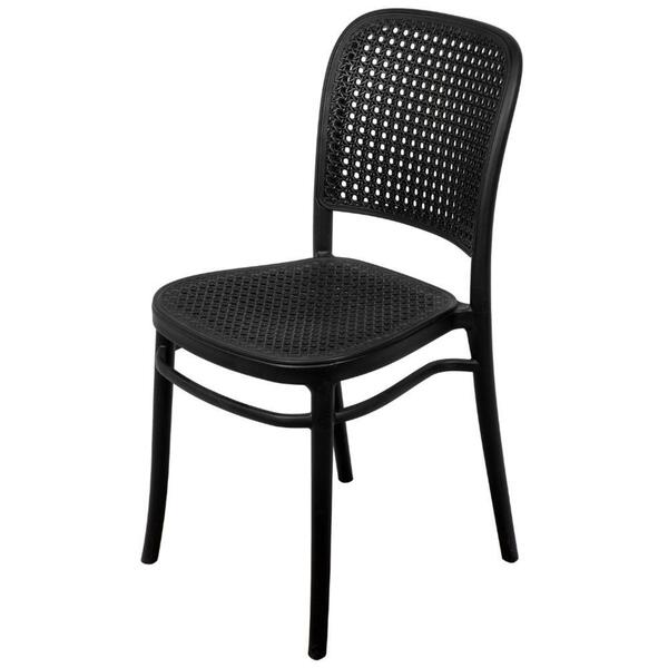 Cadeira Empilhável Amis Polipropileno Preta Assento Preto