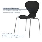 Cadeira Empilhável Base Aço Tubular Flash Preto/prata