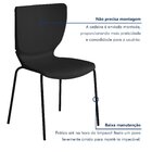 Cadeira Empilhável Base Aço Tubular Mono Preto