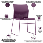 Cadeira Empilhável Fixa Link F02 Base Aço Roxo - Lyam Decor