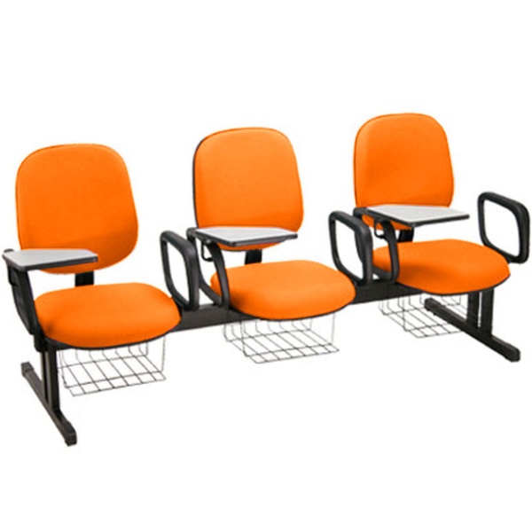 Cadeira Escolar Em Longarina Para Escolas Linha Uno Laranja