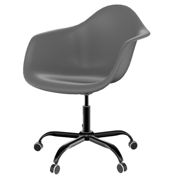 Cadeira Escritório Arm Base Preta Dsw-m Office Cinza Brasão