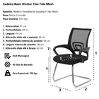 Cadeira Escritório Basic Diretor Fixa Tela Mesh Preta Base Cr