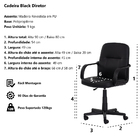 Cadeira Escritório Black Diretor Preta Base Giratória Altura