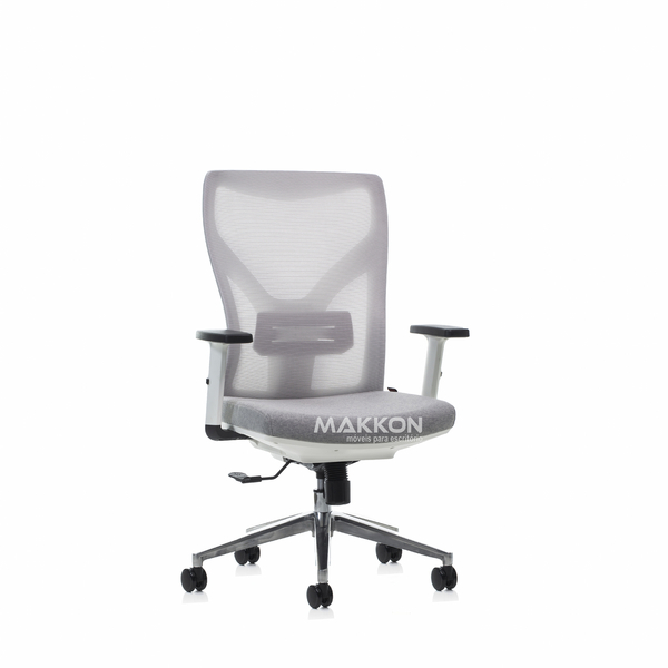 Cadeira Escritório Branca Com Cinza  Mk-89db - Makkon