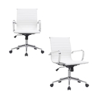 Cadeira Escritório Diretor Eames Em Couro - Branco - 10 Cadei