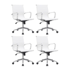 Cadeira Escritório Diretor Eames Em Couro - Branco - 4 Cadeir