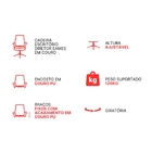 Cadeira Escritório Diretor Eames Em Couro - Branco - 6 Cadeir