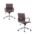 Cadeira Escritório Diretor Eames Em Couro - Café - 10 Cadeiras