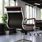 Cadeira Escritório Diretor Eames Em Couro - Café - 8 Cadeiras