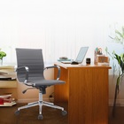 Cadeira Escritório Diretor Eames Em Couro - Cinza - 2 Cadeiras