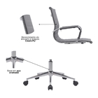 Cadeira Escritório Diretor Eames Em Couro - Cinza - 4 Cadeiras