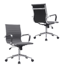 Cadeira Escritório Diretor Eames Em Couro - Cinza - 8 Cadeiras