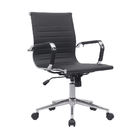 Cadeira Escritório Diretor Eames Em Couro - Preta - 2 Cadeiras