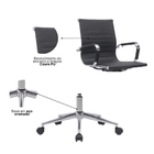 Cadeira Escritório Diretor Eames Em Couro - Preta - 2 Cadeiras