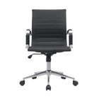 Cadeira Escritório Diretor Eames Em Couro - Preta - 4 Cadeiras