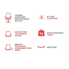 Cadeira Escritório Diretor Eames Em Tela - Cinza - 2 Cadeiras