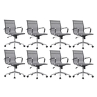 Cadeira Escritório Diretor Eames Em Tela - Cinza - 8 Cadeiras