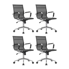 Cadeira Escritório Diretor Eames Em Tela - Preta - 4 Cadeiras