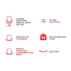 Cadeira Escritório Diretor Eames Em Tela - Preta - 6 Cadeiras