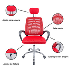 Cadeira Escritório Diretor Oficial Tela Mesh Apoio Nuca - Pre