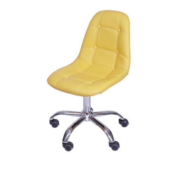Cadeira Escritório Eames Botonê Com Rodízio Dkr Amarelo