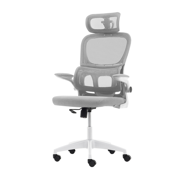 Cadeira Escritório Ergonômica Cinza Com Suporte Lombar Estofa