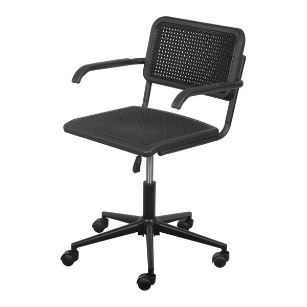 Cadeira Escritório Giratória Base Rodízio Palhinha Com Braço