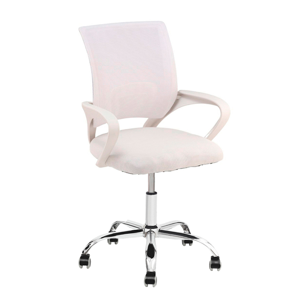 Cadeira Escritório Giratória Wave Com Encosto Em Tela Branca/