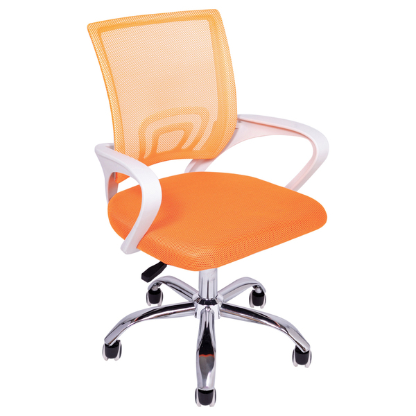 Cadeira Escritório Giratória Wave Com Encosto Em Tela Laranja