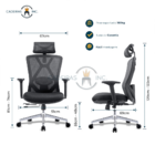 Cadeira Escritório Home Office Master Ergonômica Apoio Cabeça