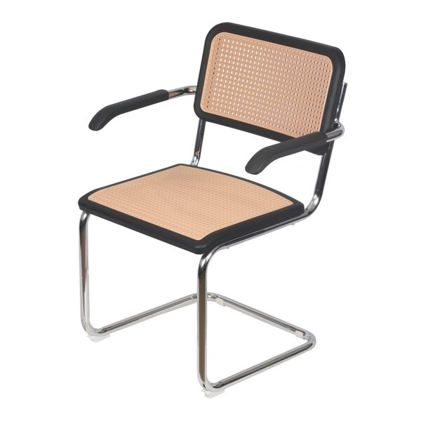 Cadeira Escritório Interlocutor Fixa Palinha Com Braço E Base