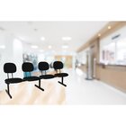 Cadeira Escritório Longarina 4 Lugares Estofada Ecoflex Preto