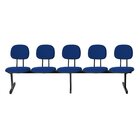 Cadeira Escritório Longarina 5 Lugares Estofada Ecoflex Azul