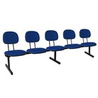 Cadeira Escritório Longarina 5 Lugares Estofada Ecoflex Azul