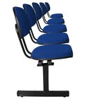 Cadeira Escritório Longarina 5 Lugares Estofada Ecoflex Azul