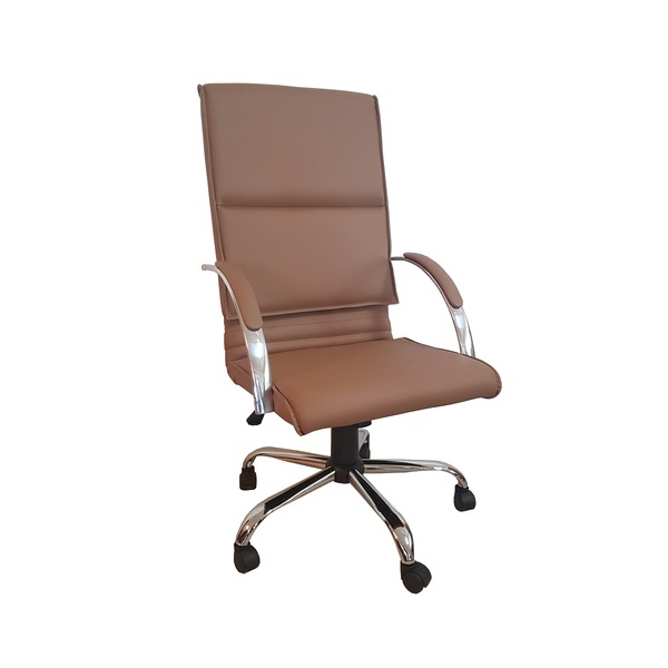 Cadeira Escritório Presid Boss Caramelo Base Cromada