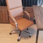 Cadeira Escritório Presid Boss Caramelo Base Cromada