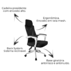 Cadeira Escritório Presidente Gamer Branca Zermatt Conforsit
