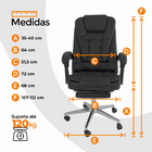 Cadeira Escritório Presidente Reclinável Ergonômica Preto