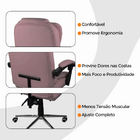 Cadeira Escritório Presidente Reclinável Ergonômica Rosa