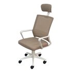 Cadeira Escritório Presidente Tela Mesh Lyon Branco/bege