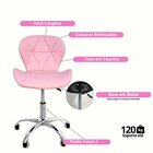 Cadeira Escritório Slim Vegas Base Giratória Estofada Rosa Qu