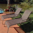 Cadeira Espreguiçadeira Alumínio E Tela Sling Marrom E Bege P