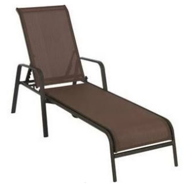 Cadeira Espreguiçadeira Alumínio E Tela Sling Marrom E Bege P