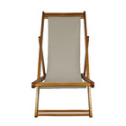 Cadeira Espreguiçadeira De Madeira -veneza - Lona - Bege