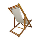 Cadeira Espreguiçadeira De Madeira -veneza - Lona - Bege