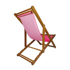 Cadeira Espreguiçadeira De Madeira -veneza - Lona - Rosa Pink