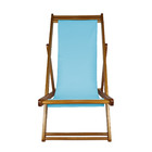 Cadeira Espreguiçadeira De Madeira - Veneza - Lona - Azul Bebê